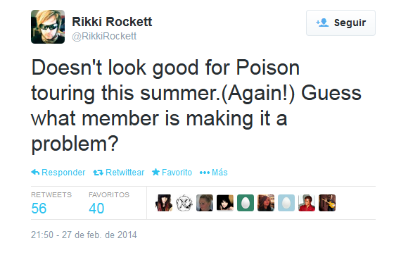 RIKKI ROCKETT "Doesn't Look Good For POISON Touring This Summer (Again!)"