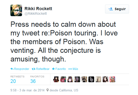 RIKKI ROCKETT "Press needs to calm down about my tweet. I was venting."