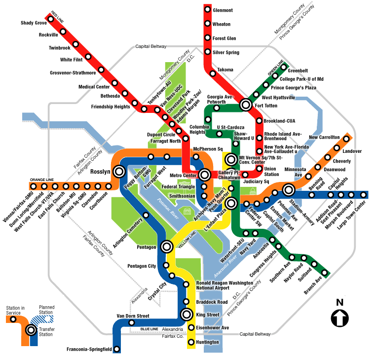 DC Metro system map