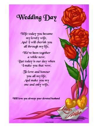 Personalized Wedding Poem for the Wife to be from her husband to be 