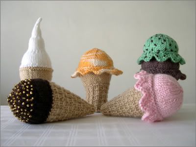 cornets de crème glacée en tricot