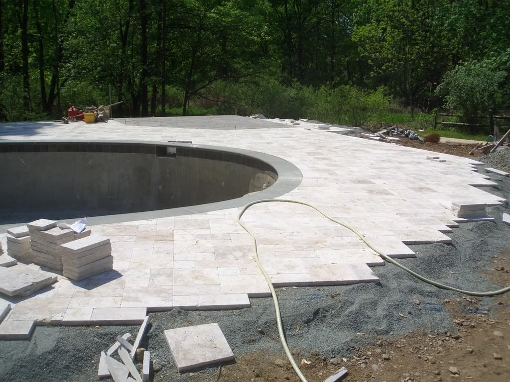 travertine pool deck holes
