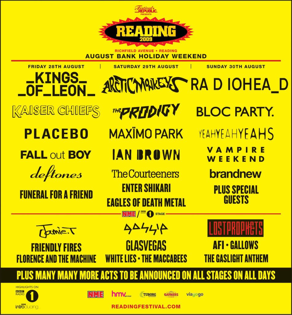 Reading Festival line up 2009 Pictures, Images and Photos