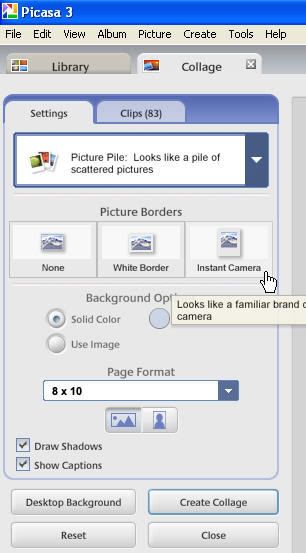 photo collage with picture pile setting