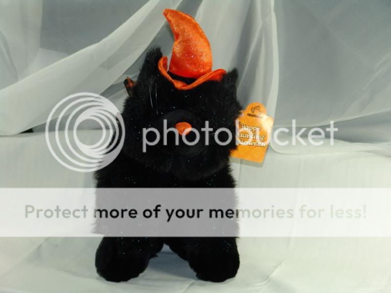 New 14 Plush Black Cat Halloween Orange Witch Hat Toy  