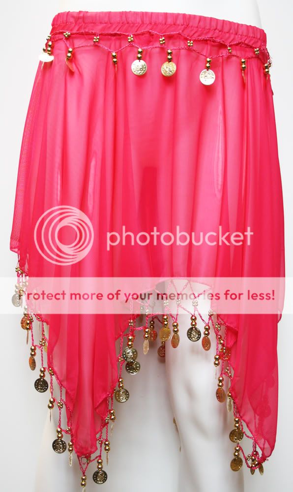 ♥ SALE ♥ New Belly Dance Costume Hip Wrap Belt Skirt Scarf Gold Silver ...