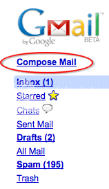 Click the Compose Mail link on the top left under Google logo
