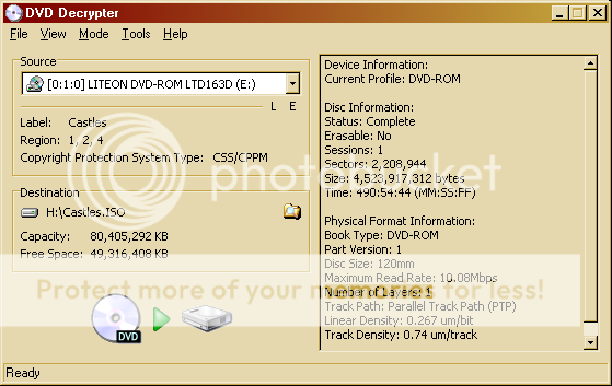 DVD Decrypter - Rip ISO file