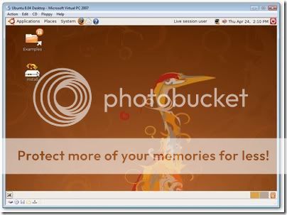 Double click to install ubuntu on virtual PC 2007