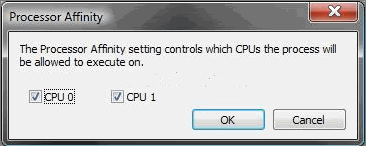 Set processor affinity by choosing the CPU(s) that want the process (application) to run on in windows vista