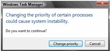 change priority for a program or process in vista or XP