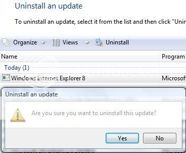 How to uninstall Internet Explorer 8 (IE8) beta 1 in windows vista?